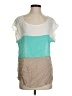 Easel 100% Rayon Color Block Teal Short Sleeve Top Size S - photo 1