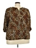 Cathy Animal Print Brown 3/4 Sleeve Blouse Size 3X - photo 1