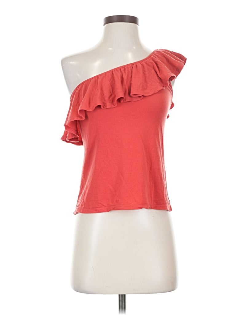 Pre-owned Bcbgmaxazria Tank Top Red One Shoulder Neckline Tops