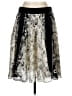 Charles Nolan 100% Silk Graphic Silver Ivory Silk Skirt Size 10 - photo 1