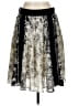 Charles Nolan 100% Silk Graphic Silver Ivory Silk Skirt Size 10 - photo 2