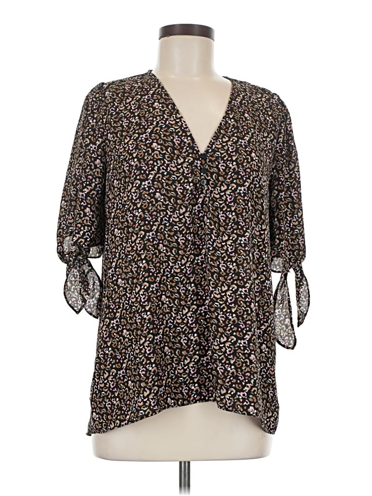 Pre-owned Everleigh 3/4 Sleeve Blouse In Black