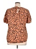 Papermoon 100% Polyester Animal Print Orange Short Sleeve Blouse Size XL - photo 2