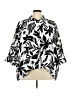 Como Black 100% Polyester Print Black 3/4 Sleeve Blouse Size 3X - photo 1