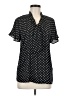 Pleione 100% Polyester Polka Dots Black Short Sleeve Blouse Size M - photo 1