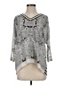 CAbi 100% Silk Black Silver 3/4 Sleeve Top Size S - photo 1