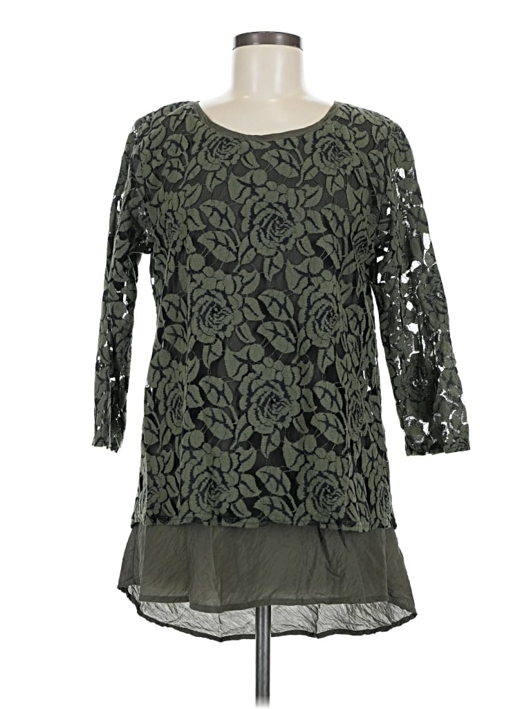 Pre-owned Cut Loose 3/4 Sleeve Top Green Boatneck Tops