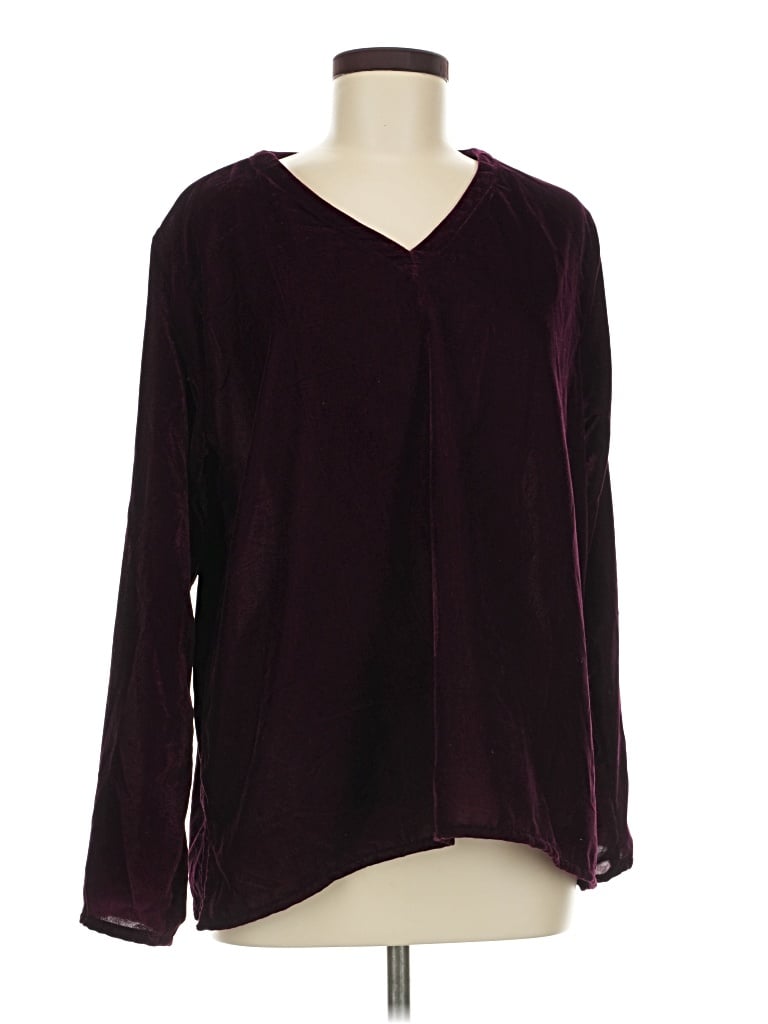 Pre-owned Karyn Seo Long Sleeve Blouse In Burgundy