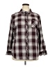 Foxcroft Plaid Burgundy 3/4 Sleeve Button-Down Shirt Size 18 - photo 1