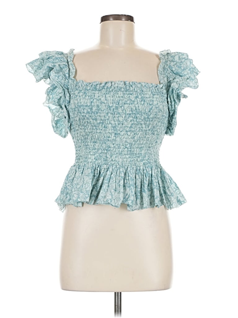 Pre-owned Love The Label Short Sleeve Blouse In Teal