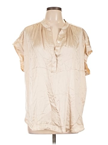 Vince. Short Sleeve Silk Top (view 1)