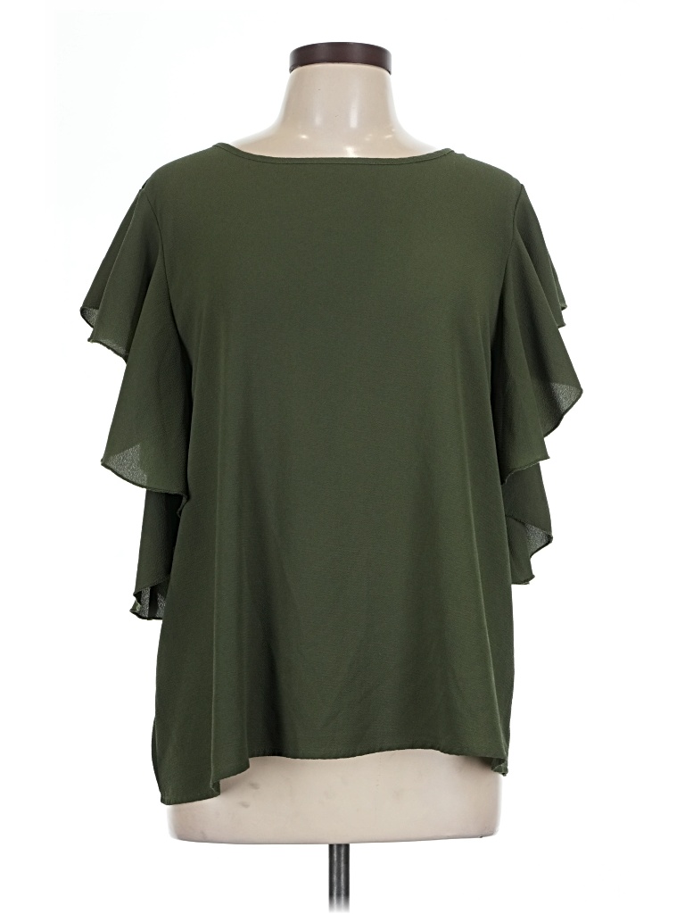 Pre-owned Shein Short Sleeve Blouse In Green