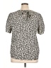 Papermoon 100% Polyester Animal Print Ivory Short Sleeve Blouse Size XL - photo 2