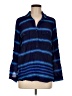 Old Navy 100% Rayon Stripes Blue 3/4 Sleeve Button-Down Shirt Size M - photo 1