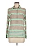 Old Navy 100% Rayon Stripes Green Long Sleeve Button-Down Shirt Size M - photo 1