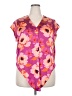 DR2 100% Polyester Floral Pink Short Sleeve Blouse Size XXL - photo 1