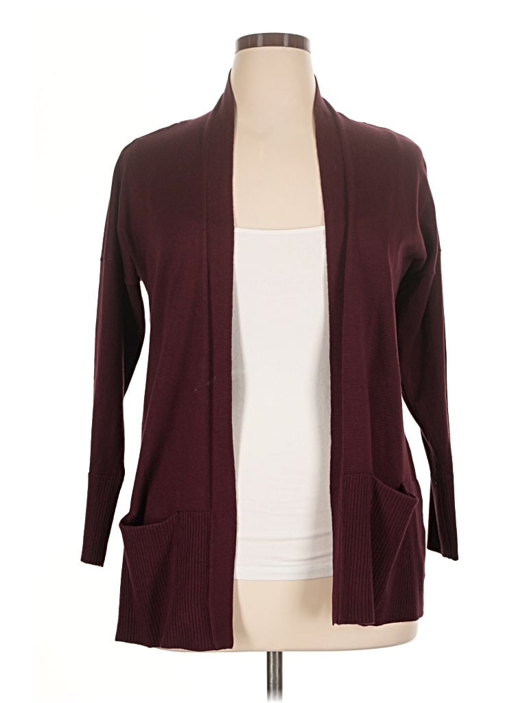 Pre-owned Metric Knits Cardigan Sweater In Burgundy