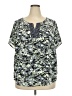 Cj Banks 100% Polyester Green Blue Short Sleeve Blouse Size 2X - photo 1
