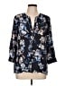 Lila Rose 100% Polyester Floral Black 3/4 Sleeve Blouse Size L - photo 1