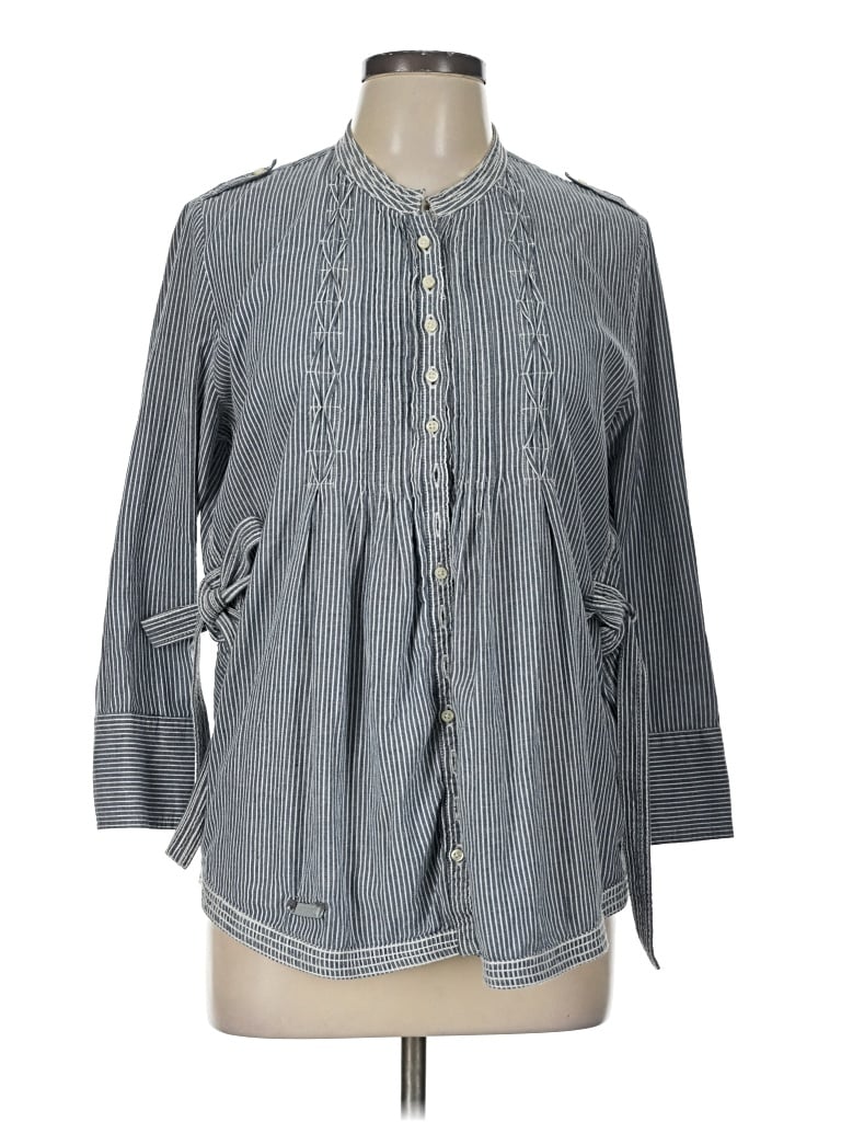 Pre-owned Superdry 3/4 Sleeve Button Down Shirt In Gray