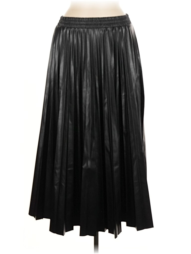 Pre-owned Max Studio Faux Leather Skirt In Black