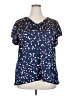 Lane Bryant 100% Polyester Hearts Blue Short Sleeve Blouse Size 18 - 20 Plus - photo 1