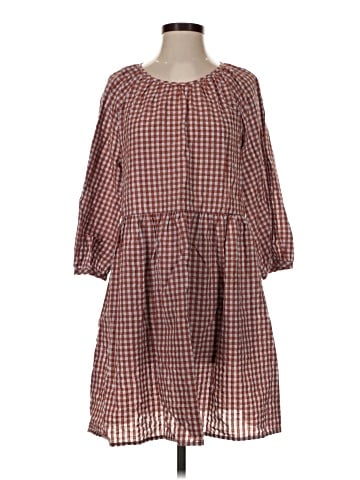 Madewell Gingham Seersucker Raglan Puff-Sleeve Mini Dress (view 1)