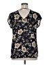 Halogen 100% Polyester Floral Blue Short Sleeve Blouse Size XL - photo 2