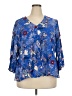Westbound 100% Rayon Blue 3/4 Sleeve Blouse Size 2X - photo 1