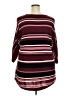 Avenue 100% Acrylic Stripes Burgundy Pullover Sweater Size 18 Plus - photo 2