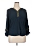Democracy 100% Viscose Blue 3/4 Sleeve Blouse Size XL - photo 1