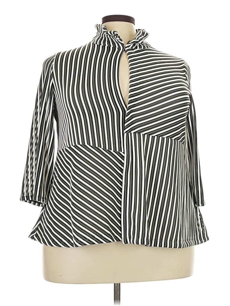 Pre-owned Easywear By Chico's 3/4 Sleeve Blouse In Silver