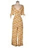 Code x Mode 100% Rayon Print Yellow Jumpsuit Size XS - photo 1