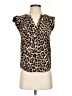 J.Crew 100% Silk Animal Print Brown Sleeveless Silk Top Size 00 - photo 1