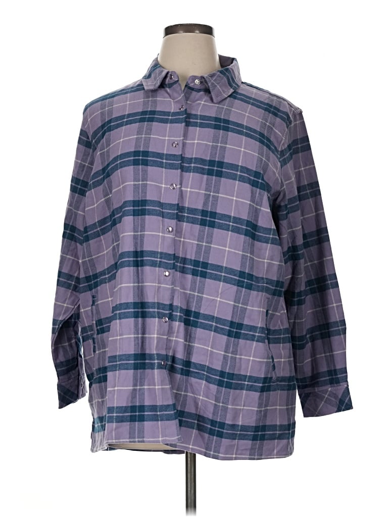 Pre-owned Joan Rivers 3/4 Sleeve Button Down Shirt In Blue