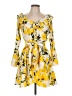 Boohoo 100% Polyester Floral Yellow Casual Dress Size 10 - photo 1