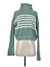 SO 100% Polyester Stripes Green Turtleneck Sweater Size S - photo 1