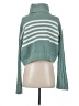 SO 100% Polyester Stripes Green Turtleneck Sweater Size S - photo 2