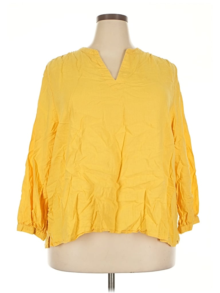 Pre-owned Old Navy 3/4 Sleeve Blouse In Yellow
