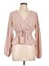 No Comment 100% Polyester Tan Long Sleeve Blouse Size L - photo 1