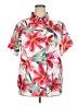 Unbranded 100% Polyester Tropical Pink Short Sleeve Blouse Size 2X - photo 1