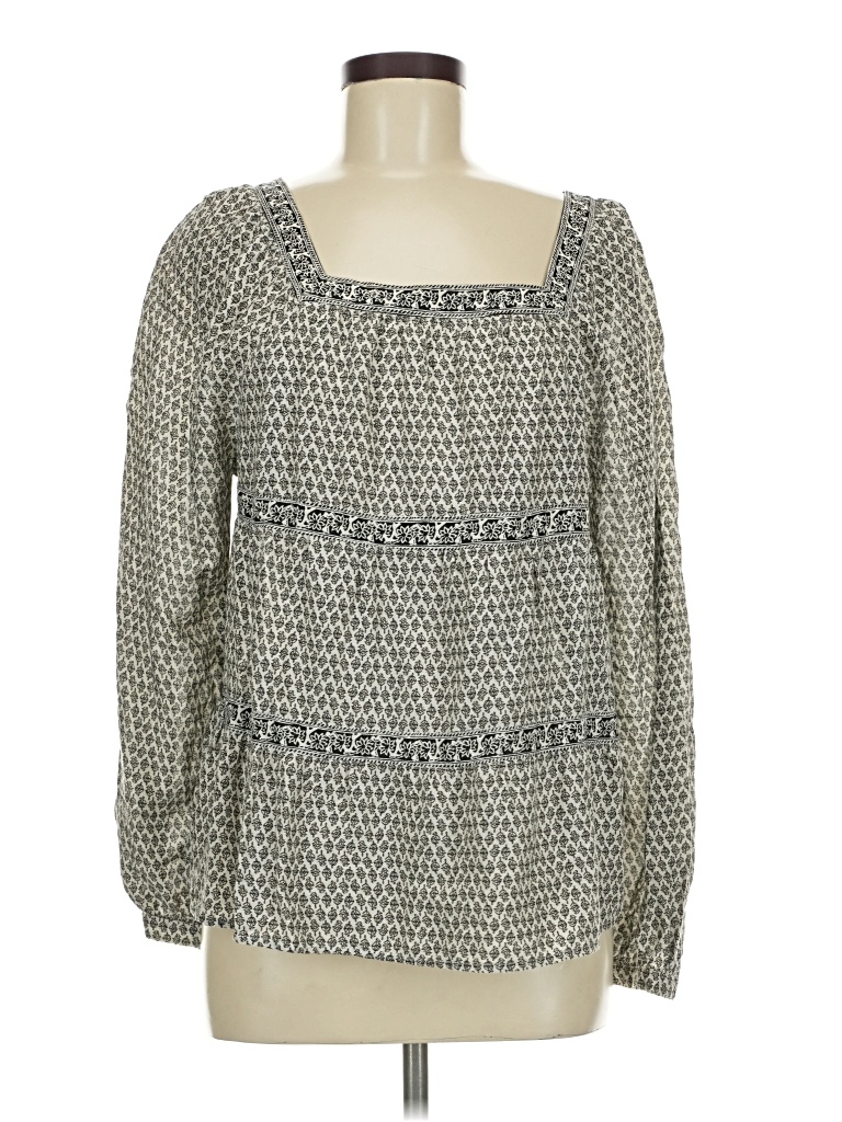 Pre-owned Old Navy Long Sleeve Blouse In Gray