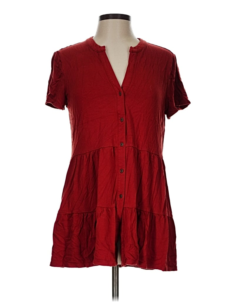 Pre-owned Wonderly Short Sleeve Blouse In Red