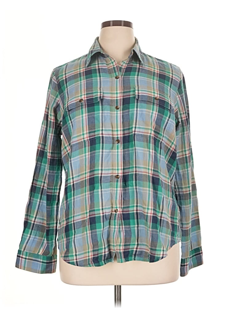 Pre-owned Chaps Long Sleeve Button Down Shirt In Green