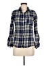 Love Notes 100% Cotton Plaid Blue Long Sleeve Button-Down Shirt Size M - photo 1