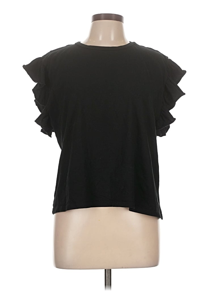 Pre-owned Zara Short Sleeve T-shirt In Black