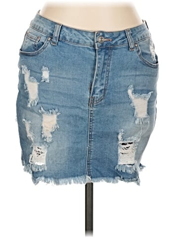 Wax Jean Denim Skirt (view 1)