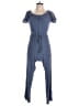 Blush Solid Blue Jumpsuit Size L - photo 1