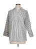 Chico's Stripes Silver 3/4 Sleeve Button-Down Shirt Size Lg (2) - photo 1