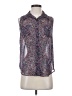 AB Studio Floral Blue Sleeveless Button-Down Shirt Size XS - photo 1